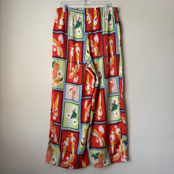 Live 4 Truth XL Novelty Tropical Bird Print Pull On Wide Leg Pants - Picture 8 of 11